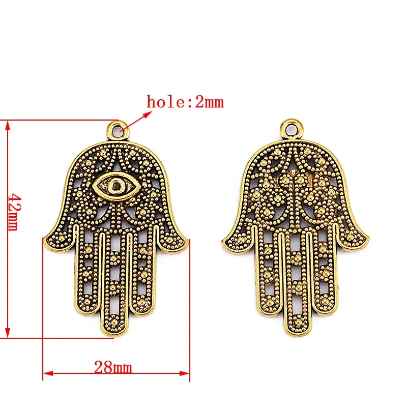 10pcs Hamsa Hand of Fatima Beads Turkish Eye Charms Pendant for Necklace Bracelet Jewelry Findings