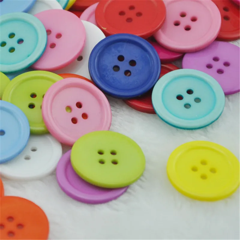 50/100pcs 30mm Mix Color Overcoat Plastic Button 4 holes Craft Sewing PT127