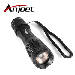 Anjoet-linterna táctica E6 de alta calidad, luz LED de alta potencia con zoom, 5 modos, CREE XML T6