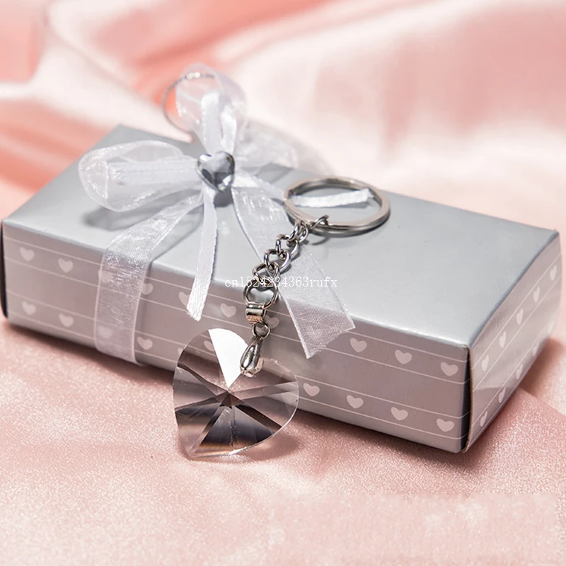 

50pcs Crystal Key Chain Ring Baby Shower Favors Party Giveaway Crystal Heart Keychain Wedding Favors Free Shipping