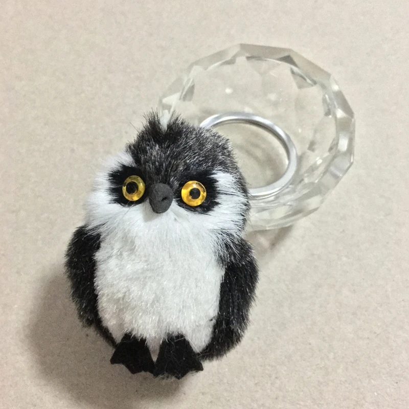 Original New Cute Mini Plush Fur Owl Toy Key Chain Faux Rex Rabbit Fur Owl Keychain Woman Bag Car Charms Doll Keyring Party Gift