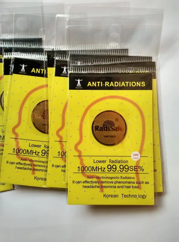 

realy work shiled Radisafe 99.8%24K-Gold Radi Safe anti radiation sticker 3G | 4G | 5G EMR-F-P Protection 500pcs/lot