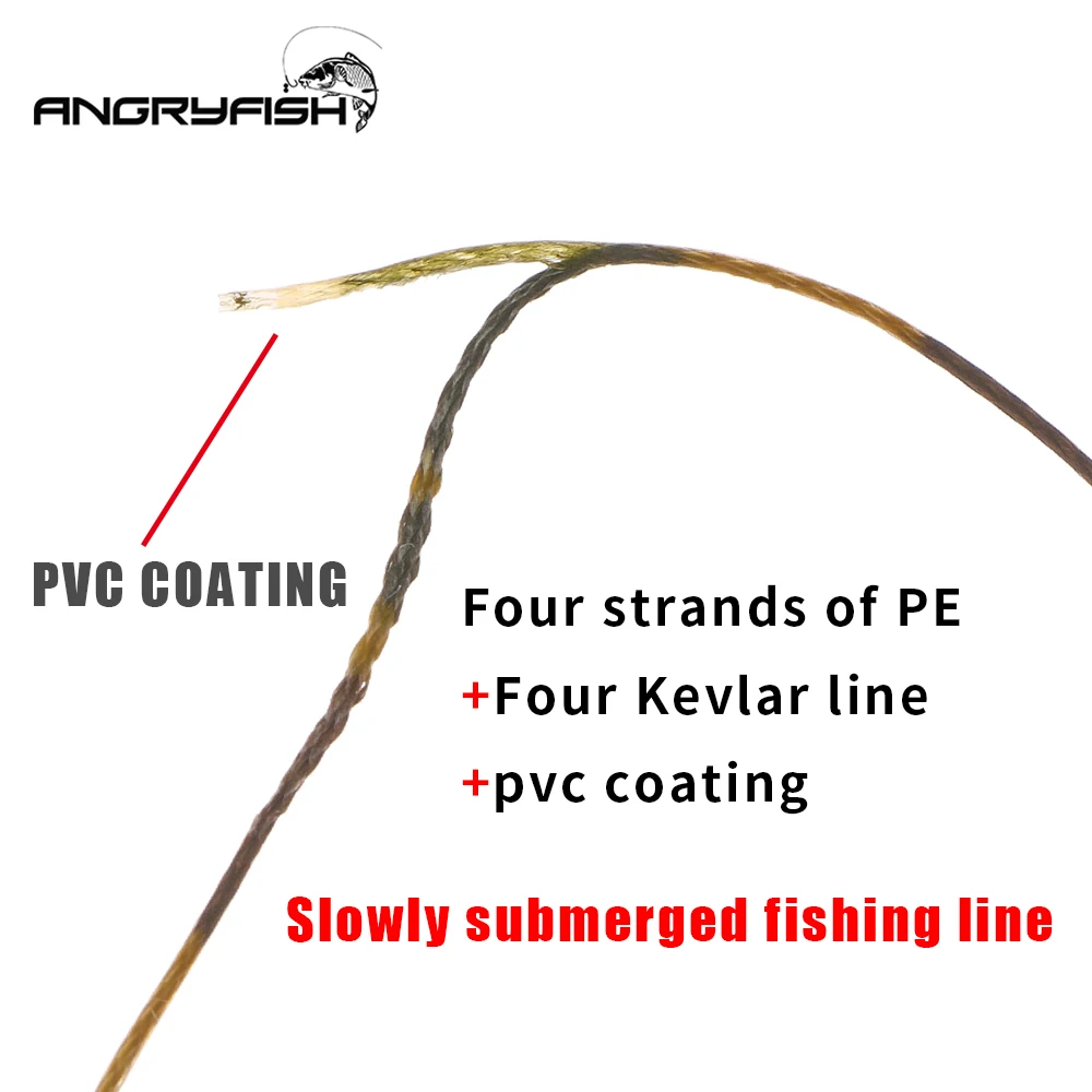 Angryfish 15m Carp fishing line Coated Hook Link Skin Line 15LB/25LB/35LB