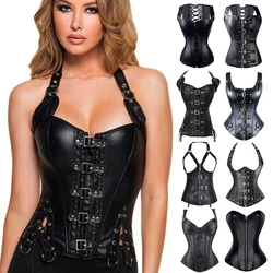 X Neue Steampunk Stahl Ohne Knochen Lace up Zurück Sexy Körper Bustier Vollbrust Korsett Frauen Taille Cincher Korsetts Schwarz Plus Größe S-6XL