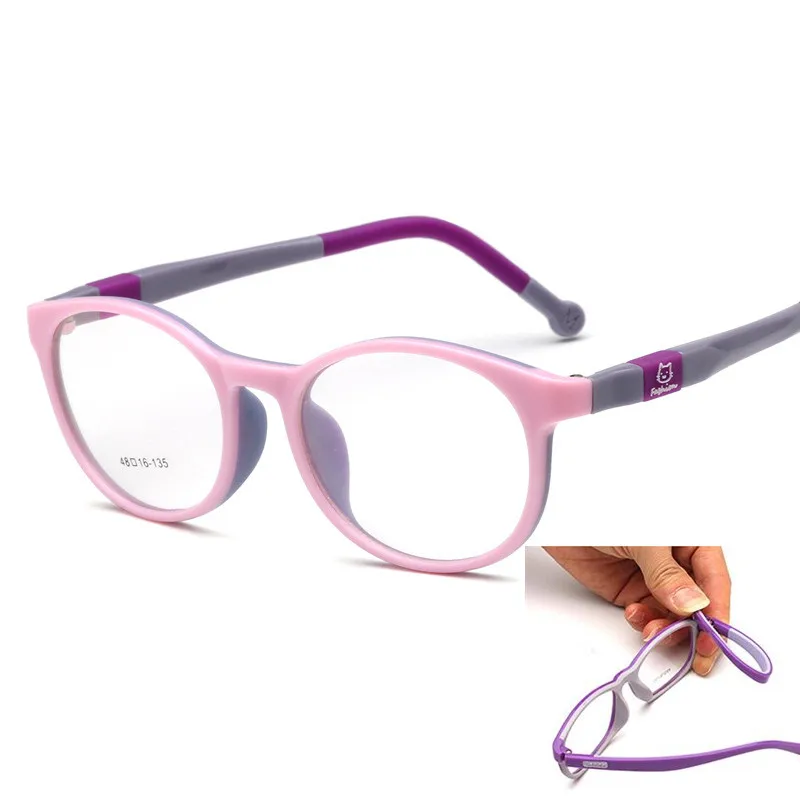 TR90 Plastic Titanium Kids Frame Eyeglasses Children Glasses Silicone Frame Rubber Cat Animal Safe Unbreaken Myopia Frame