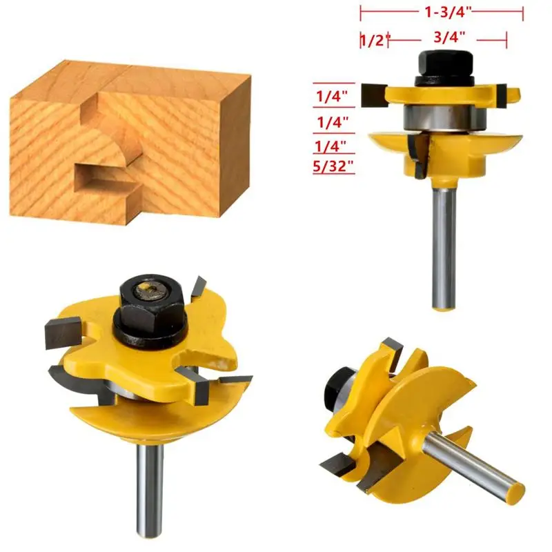 3pcs 1/4 Round Rail&Stile Router Bits Set Cove Raised Panel Tools Wood Cutting High Quality Wooden CNC endmill