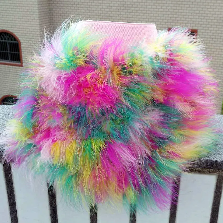 Girls baby real fur Feather coat Hallowee cloth skirt Swan  cake women adult skirt Party Event plumage Colorful Feather Skirt