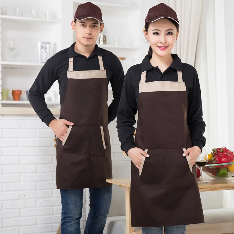 Catering Plain Anti-Fouling Women Man Kitchen Accessories Apron With Pockets Butcher Craft Baking Chefs Kitchen Cooking BBQ