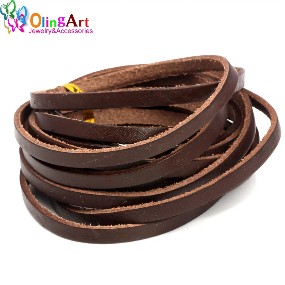 OlingArt 5*2mm 3YD/Lot czarny/brązowy/skórzany kolor płaska skórzana linka/sznury naszyjnik DIY bransoletka kolczyki Choker two...