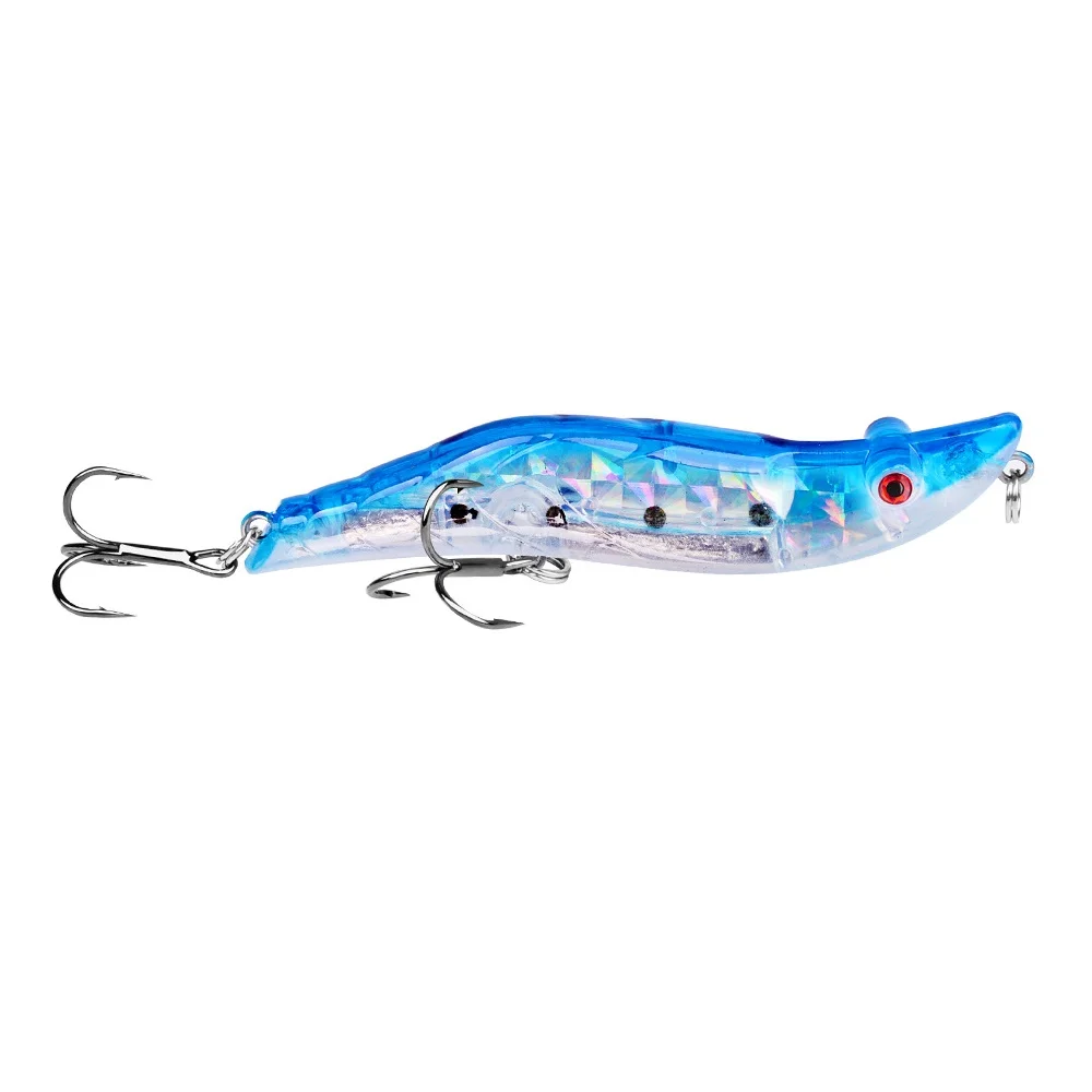 30Pcs/lot Shrimp Fishing Lure Minnow Bait 80mm 15g Luminous Squid Jigs Lures Bass Hard Bait Crankbaits Pesca Jerkbait