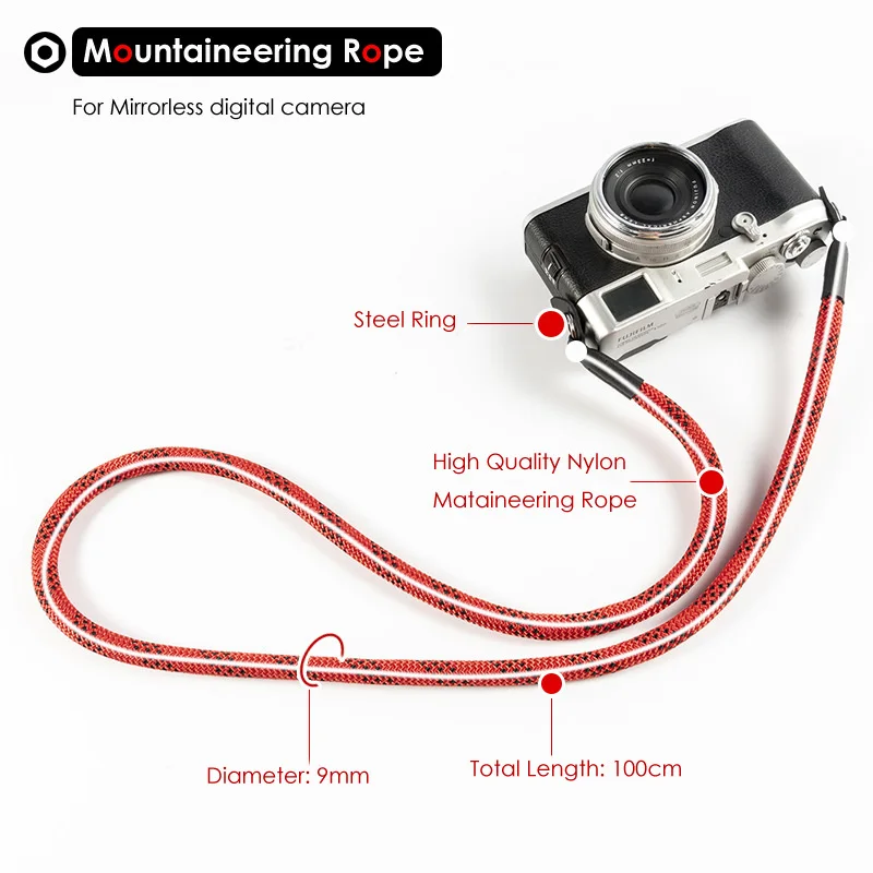 Dệt Tay Leo Núi Nylon Dây Camera Vai Dây Đeo Cổ Dây Cho Máy Ảnh Mirrorless KTS Leica Olympus Pentax Sony