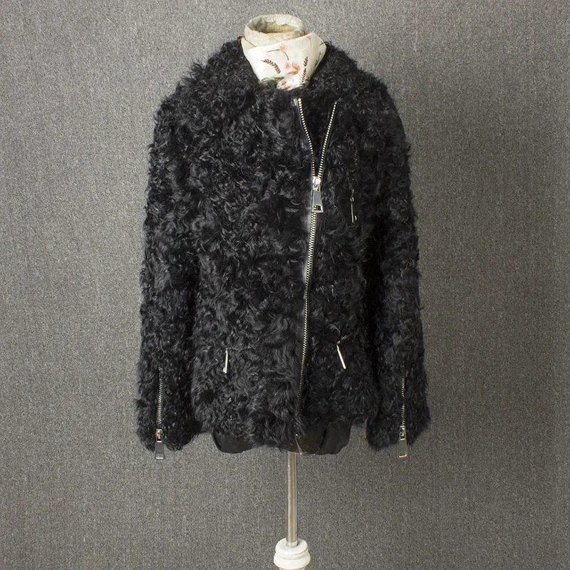 real fur jacket women winter coat winter jacket women High grade zipper wool jacket