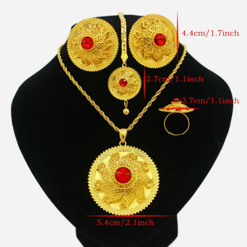 Adixyn New Ethiopian Wedding/Party Jewelry Sets Gold Color Jewelry Habesha African Women Party Gifts