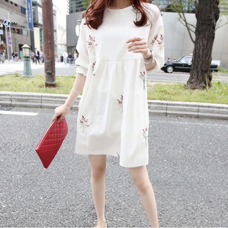 Summer Maternity Clothes T-Shirt Dress Floral Premama Pregnant Women Half Sleeve Dress Vestido Skirt Pregnancy Clothing Oversize
