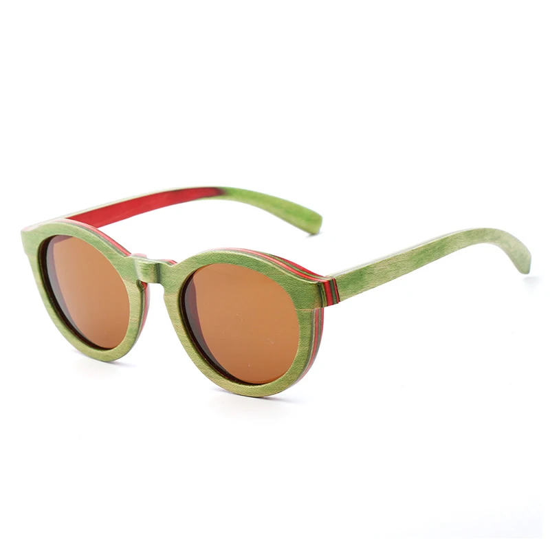 green skateboard wood sunglasses  women Spring hinge sunglasses wood bamboo UV400 Retro sunglasses oculos de sol feminino