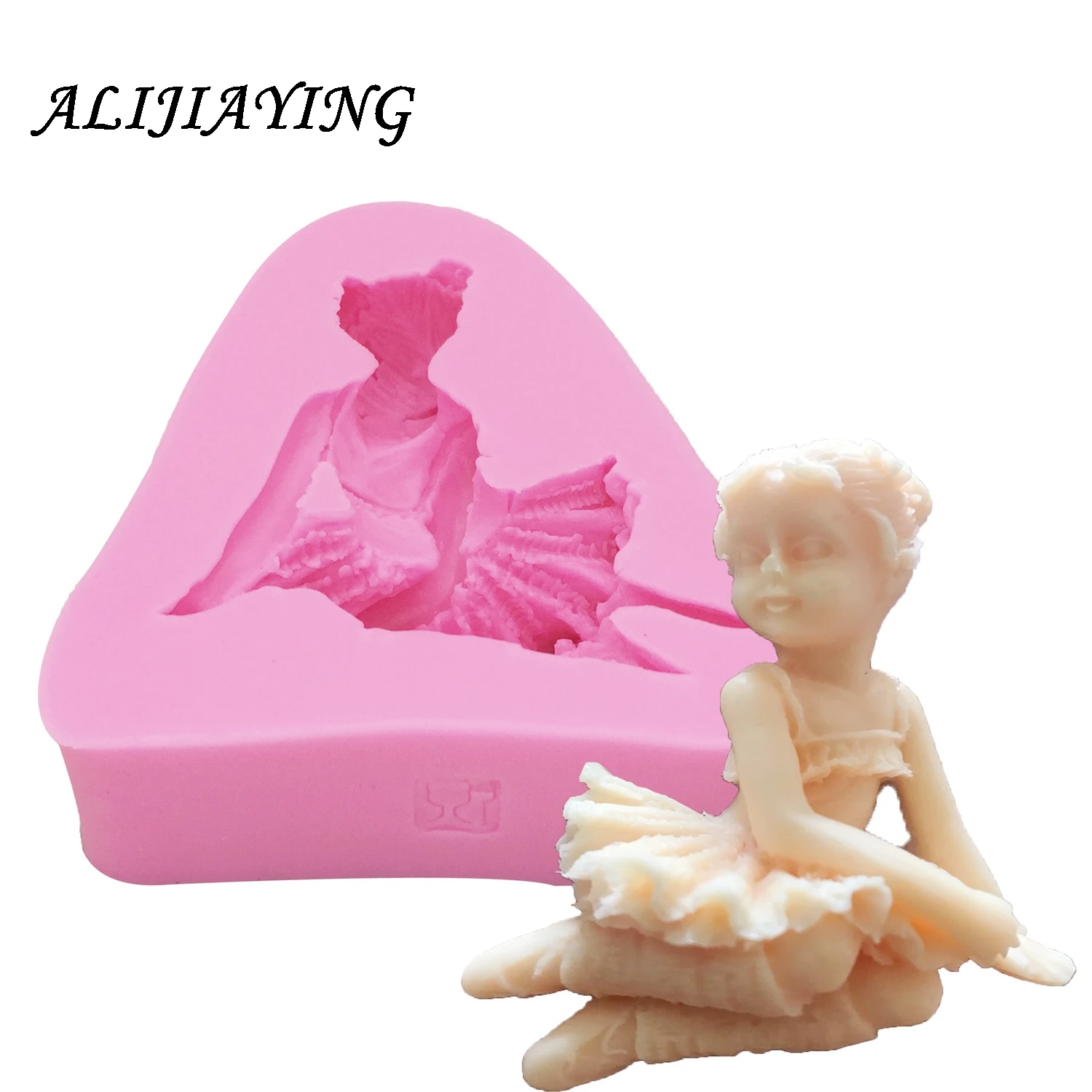 1Pcs 3D Angel dancing Girl Flower Fairy Fondant Chocolate Silicone Mold For Cake Decorating Tools Soap Candle Mold D0152