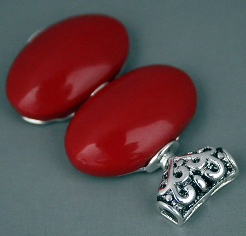 simply and generous styles 10X22mm gourd-shaped red coral Beads 925 Sterling Silver Pendant