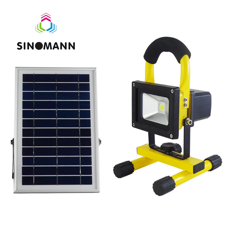 

10W LED Solar Powered panel Floodlight Portable Spotlight Work Emergency Lighting Outdoor Camp Night Travel Lamp