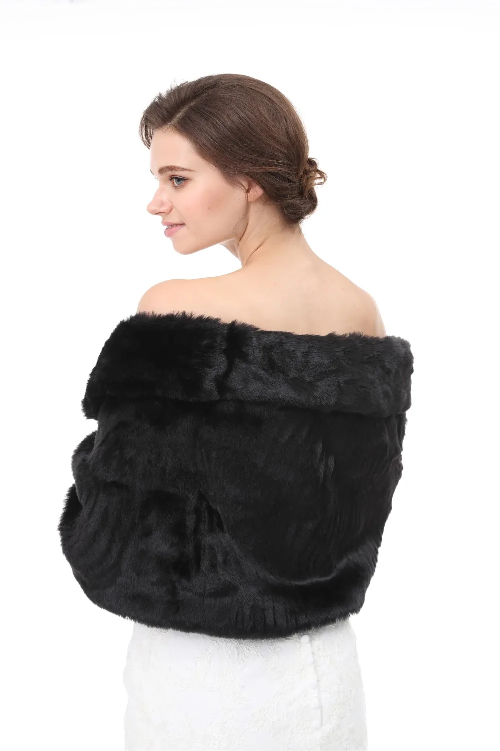 JaneVini Mode Vrouwen Winter Bruiloft Bont Sjaal 2018 Witte Cape Black Bridal Fur Jacket Party Prom Schouder Wraps Bruids Bolero