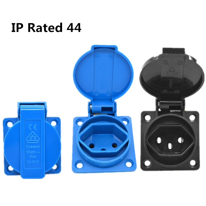 10A/20A 250V Blue/Black Generator Control Panel Brazil/Switzerland Dust-proof Socket for Home Desktop Connector Plug