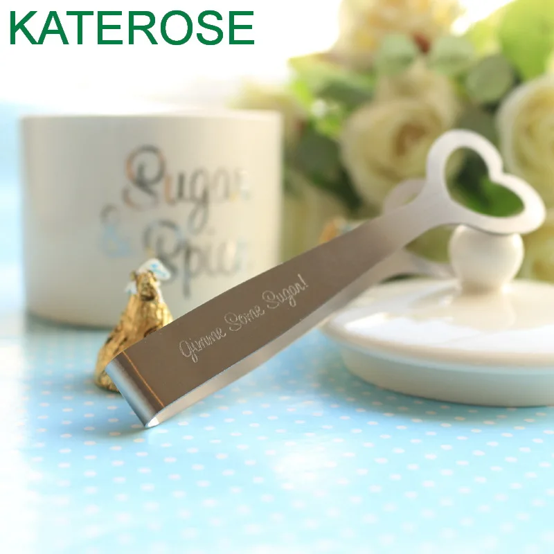 24PCS  Gimme Some Sugar! Stainless-Steel Heart Shape Sugar Tongs Wedding Giveaways Baby Shower Favors