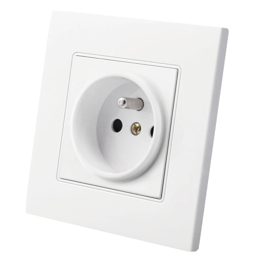 White 86mm PC Panel France EU Wall Outlet Germany French Grounding Wall Power Charger Russia Korea Schuko Socket 250V 16A A8