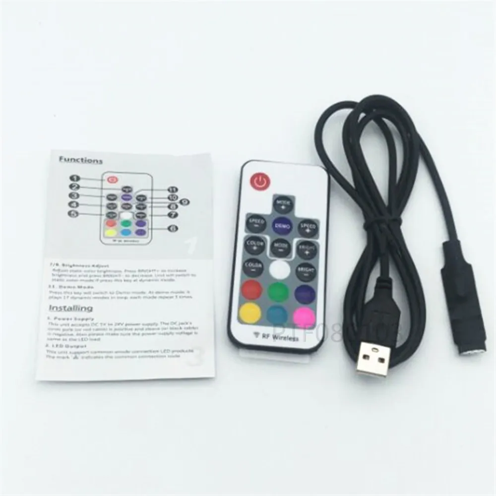 3pcs DC5-24V USB RGB LED Controller With Mini 17Keys RF Wireless Remote Control For USB RGB LED Strip