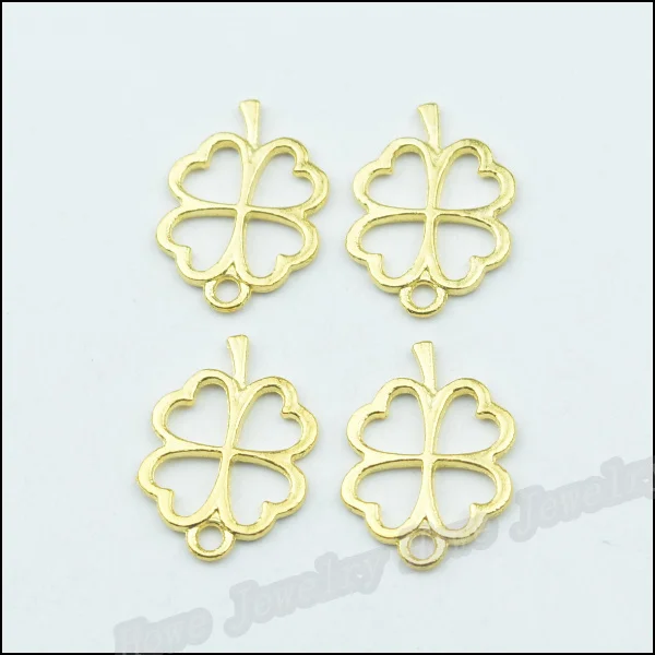 

115 pcs High Quality Charms Clover Pendant Gold plated Alloy Floating charm DIY Metal Jewelry Findings JC525