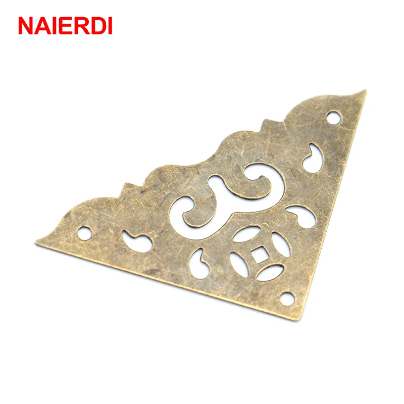 10PCS NAIERDI Jewelry Box Corner Protector Bronze Decorative Corner Bracket Antique Book Frame Accessories Furniture Hardware