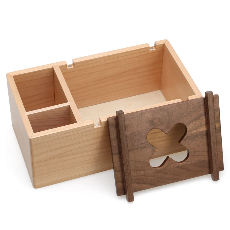 

Fashion Eco-friendly Solid Wood Multifunctional Tissue Boxes European Vintage Style Creative Tissue Boxes with Storage Boxes