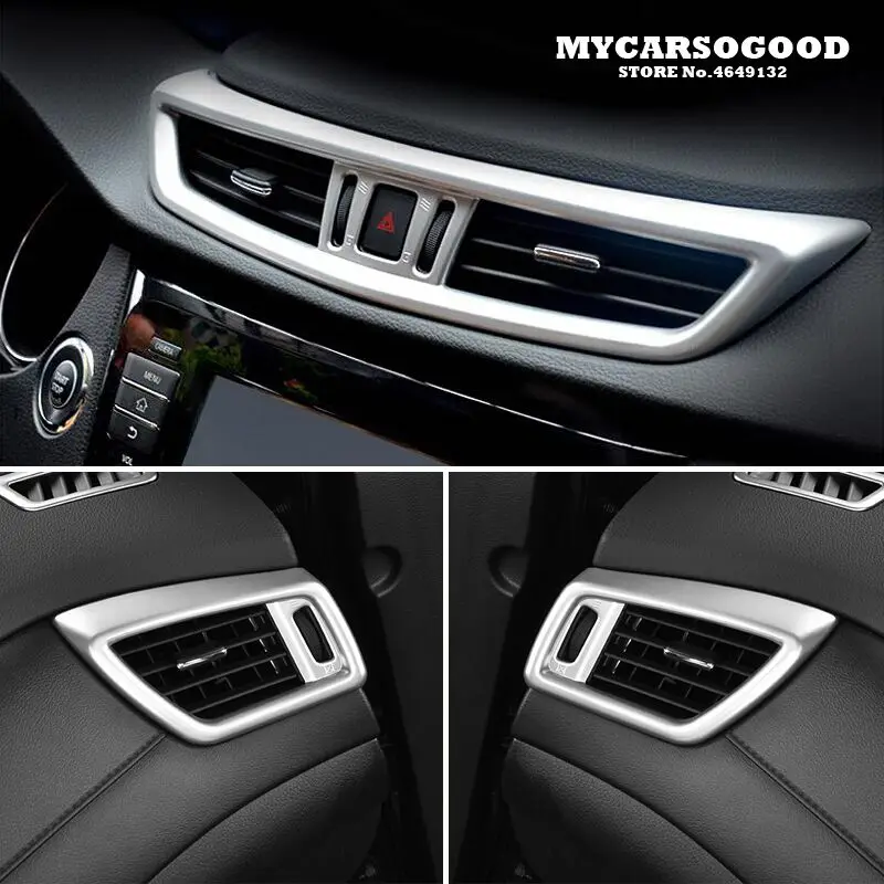 

3pcs/set Car styling ABS Matte Print Interior Air Vent Outlet Cover Trim For Nissan Qashqai J11 2015 2016 2017 accessories LHD