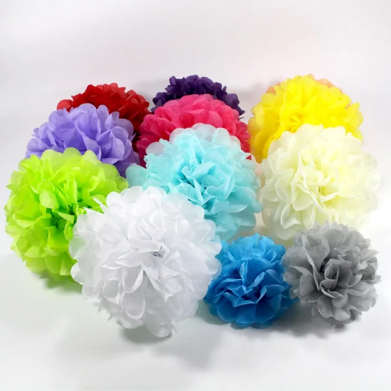 1PCS 4/6/8/10/12 inch Tissue Paper Pom Poms DIY  Craft Paper Flower Balls For Birthday Wedding Home Decorations Flowers