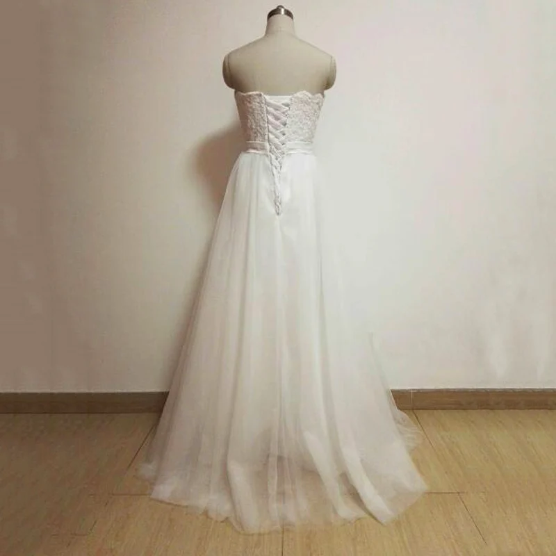 Jieruize branco vintage rendas apliques baratos vestidos de casamento a linha rendas acima de volta querida vestidos de noiva