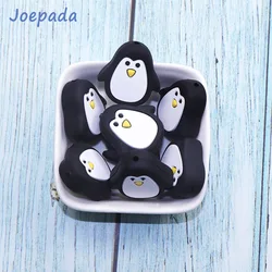 Joepada – anneau de dentition en Silicone, joli pingouin, perles de qualité alimentaire, dessin animé pour bébé, bricolage, collier, accessoires bébé, 10 pièces