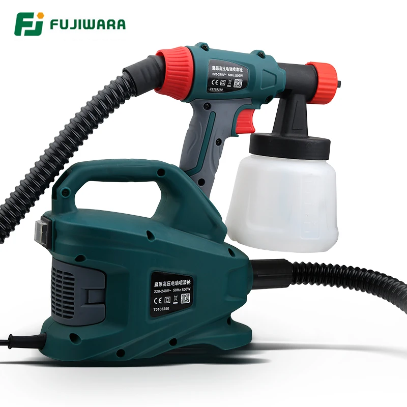 FUJIWARA 220V 800W Electric Spray Gun Split Type HVLP Paint Sprayer For Painting with Adjustable Flow Control 1.8m Hose