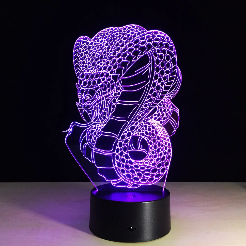 Snake figure 3D model stereo night light Remote control acrylic creative gift 7 color adjustable Room decoration Y88