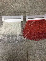 tt023# 5 yards /bag red/silver  15cm-16cm  width tube beads ribbon fringe tassel for fashion designer/sawing /dress decoration