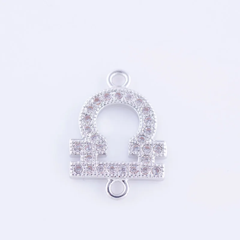 

5pcs Fashion Jewelry Zircon Libra Charms For Bracelet Jewelry Making Handicraft Copper Micro Pave Constellation Charms Bijoux
