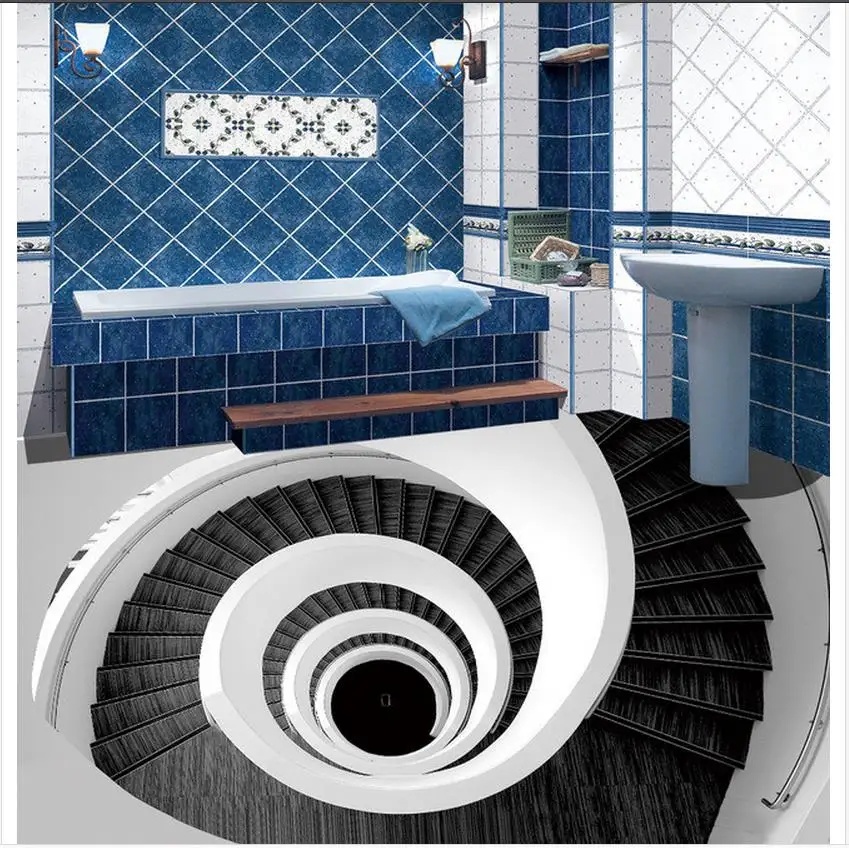 

3d wallpaper pvc Art Rotary Stairs Living Room Bedroom 3D Floor floor 3d wallpaper Home Decoration