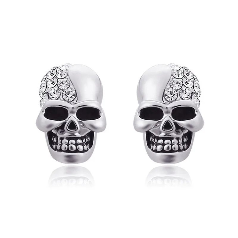 High Grade Rock Punk Crystal Skull Earrings For Women Men Hip Hop Rhinestone Stud Ear Jewelry Party Gifts Dropshipping
