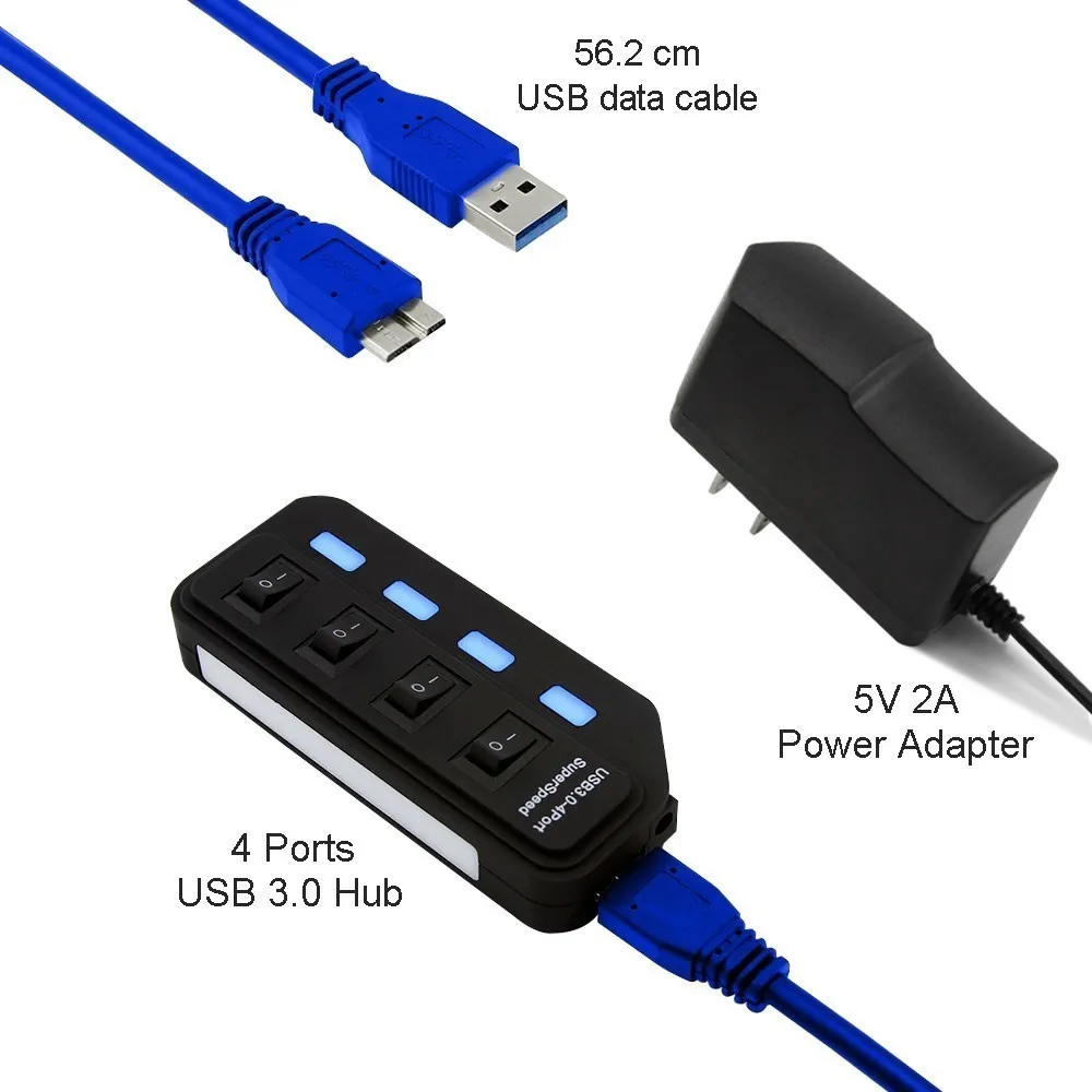 CHYI 4 Port Usb 3.0 Hub متعدد في واحد كومبو Mini Usb3.0 الفاصل مع الاتحاد الافريقي/الاتحاد الأوروبي/الولايات المتحدة/المملكة المتحدة شاحن محول الطاقة عالية السرعة اكسسوارات الكمبيوتر