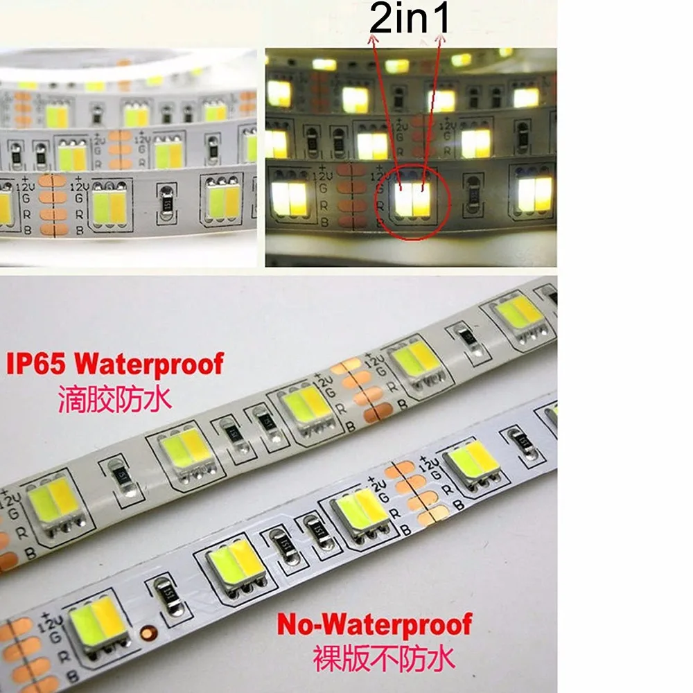 

LED Strip 5050 light DC 12V Waterproof Fita De Led White & Warm White Double Color LED Tape