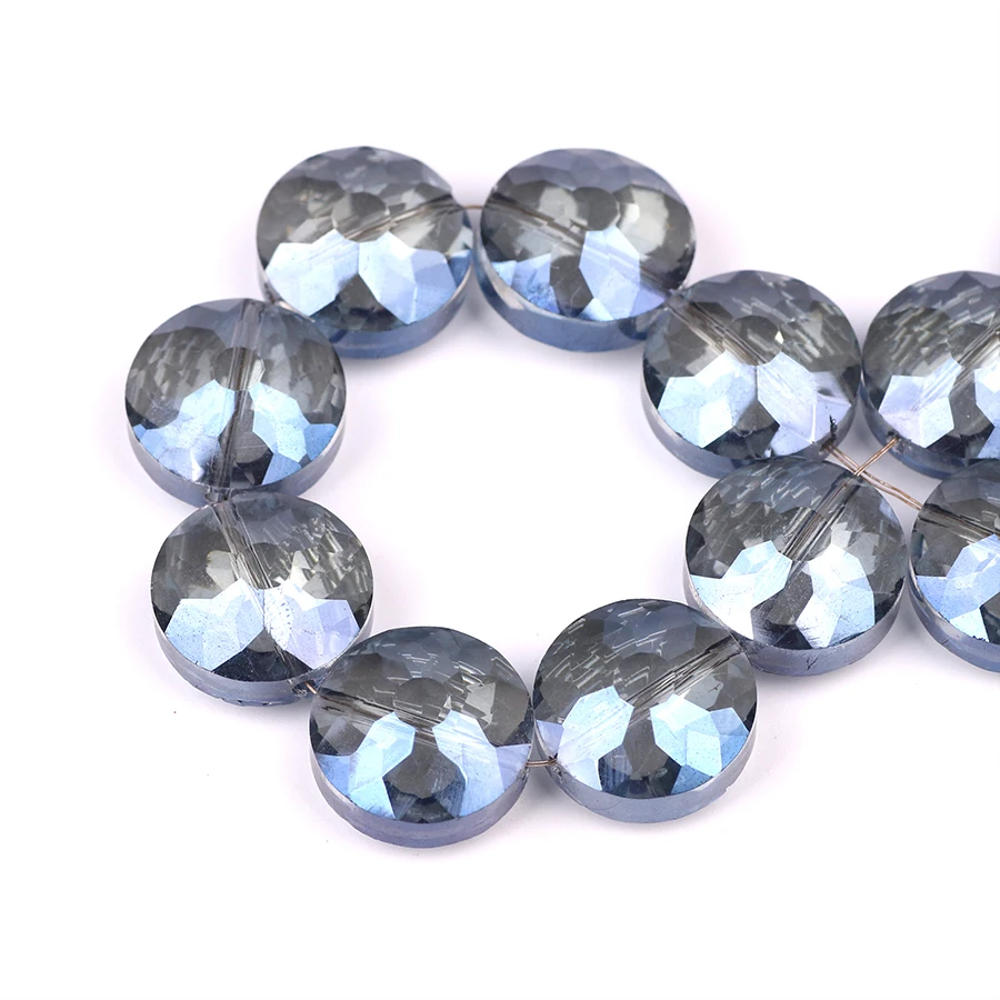 Czech Glass Round Stone Beads 14mm Faceted Crystal Flat Loose Beads DIY Making Lampwork Crystals Beads Wholesale