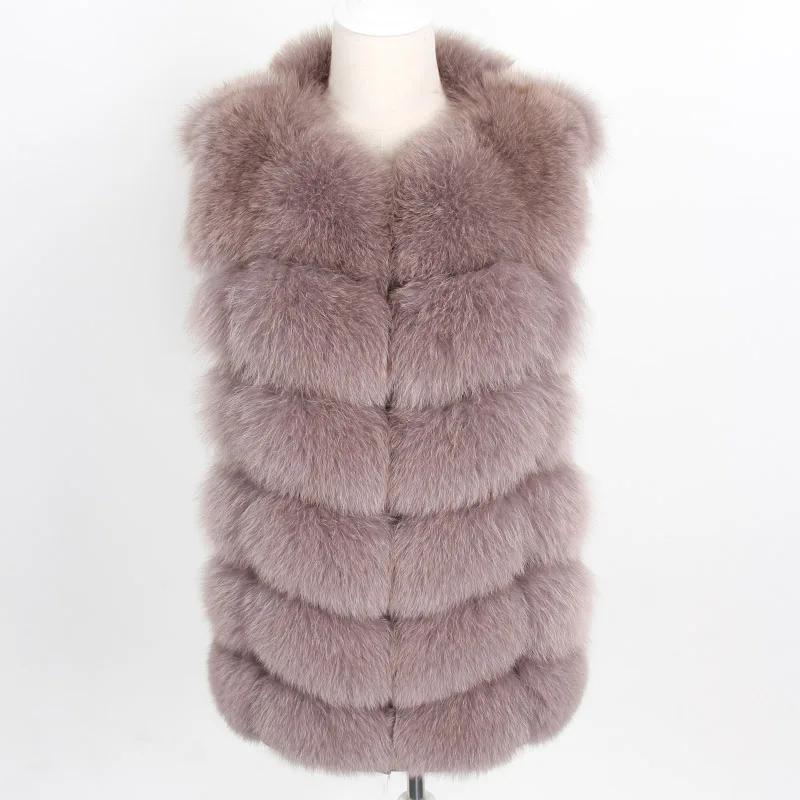 Maomaokong Real Fox Fur Coat Women Winter Natural Fur Vest Coat Real Fur Coat Vests For Women Sleeveless Jacket Women