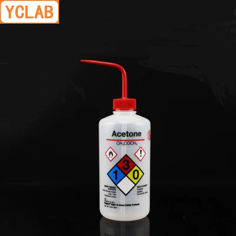 YCLAB 500mL Plastic Washing Bottle Narrow Mouth Distilled Water/Ethyl Alcohol/Sodium Hypochlorite/Isopropanol/Methanol/Acetone