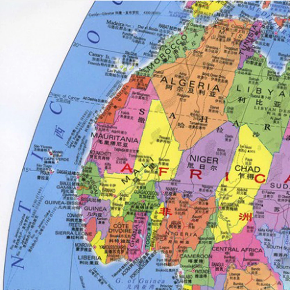 Mapa del mundo plegable bilingüe, 1:33, 000, versión en chino e inglés, tamaño grande de 1068x745mm