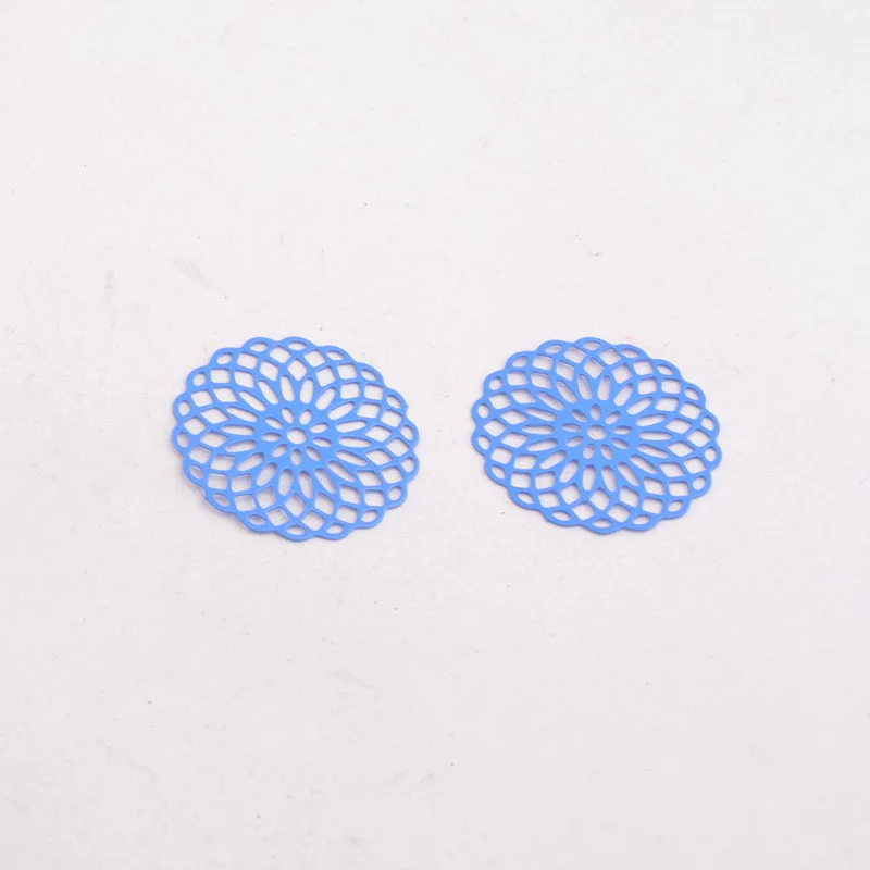 50 Stück AC2673 25mm Runde Charms Metall-Schmuck Filigran-Ohrring-Zubehör – Detail 6