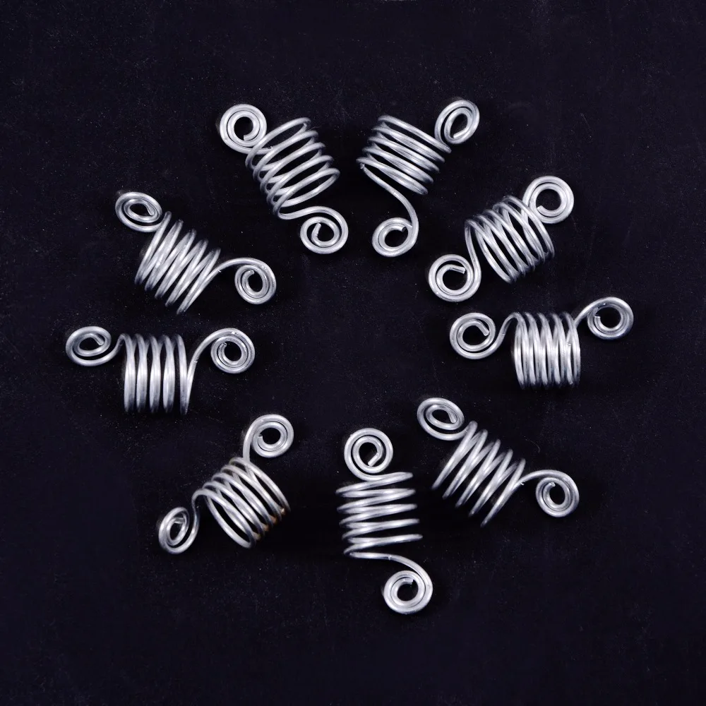 

50Pcs 5 Laps Dreadlock Beads Stretch Multicolour Spiral Shape Hair Cuffs Clips Rings Tube For Braid Hairstyling Accessories