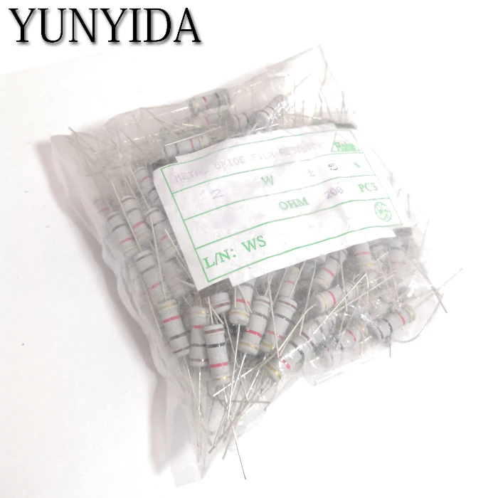 

200pcs 2W +-5% Carbon Film Resistor 2W 1R 10R 22R 47R 100R 220R 330R 680R 1K 2K2 4.7K 10K 47K 100K 470K 1M