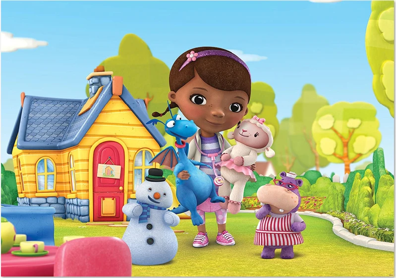 5x7FT Doc Mcstuffins Green Garden House Snowman Custom Photo Studio Backdrop Background Banner Vinyl 220cm x 150cm